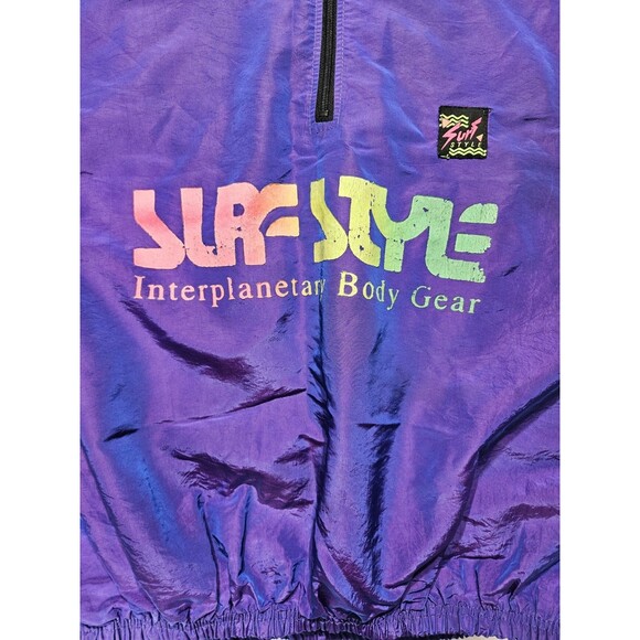 Vintage 90’s Surf Style Iridescent Quarter Zip Windbreaker Purple Blue One Siz - Picture 4 of 8